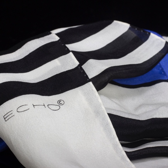 Vintage Silk Scarf | Echo Scarf | Retro Style Block Color Striped - Picture 4 of 9